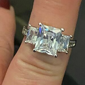 Emerald cut White sapphire ring sz 8